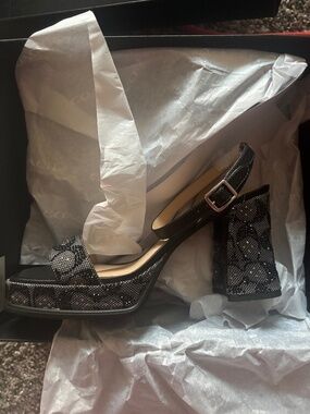 Coach Women’s platform sandal in Crystal signature jacquard